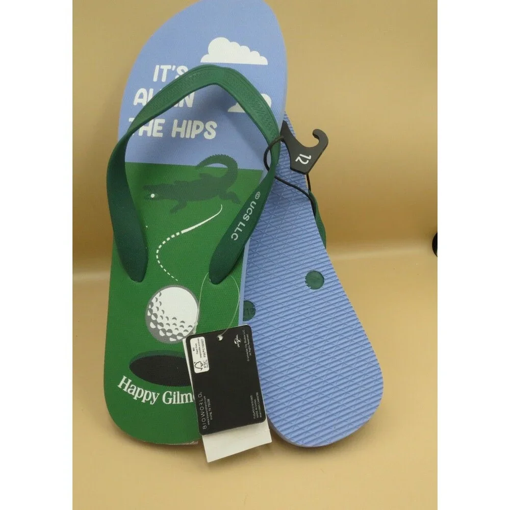 Bioworld Men's Happy Gilmore Golf Themed Flip Flops Size 12  
